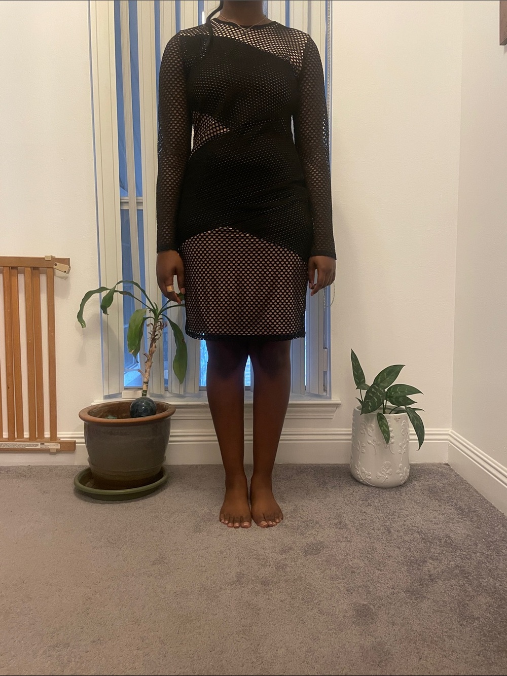 BCBG Black Mesh Overlay Midi Skirt